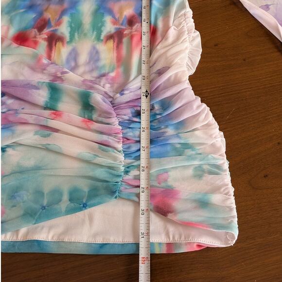 Anthropologie AFRM Mirza Ruched Mesh Long Sleeve Mini Dress, size S - Picture 7 of 9